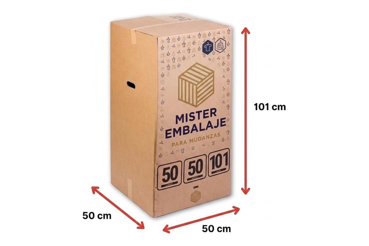 Medidas de la caja armario: 50 cm de ancho, 50 cm de fondo y 101 cm de alto
